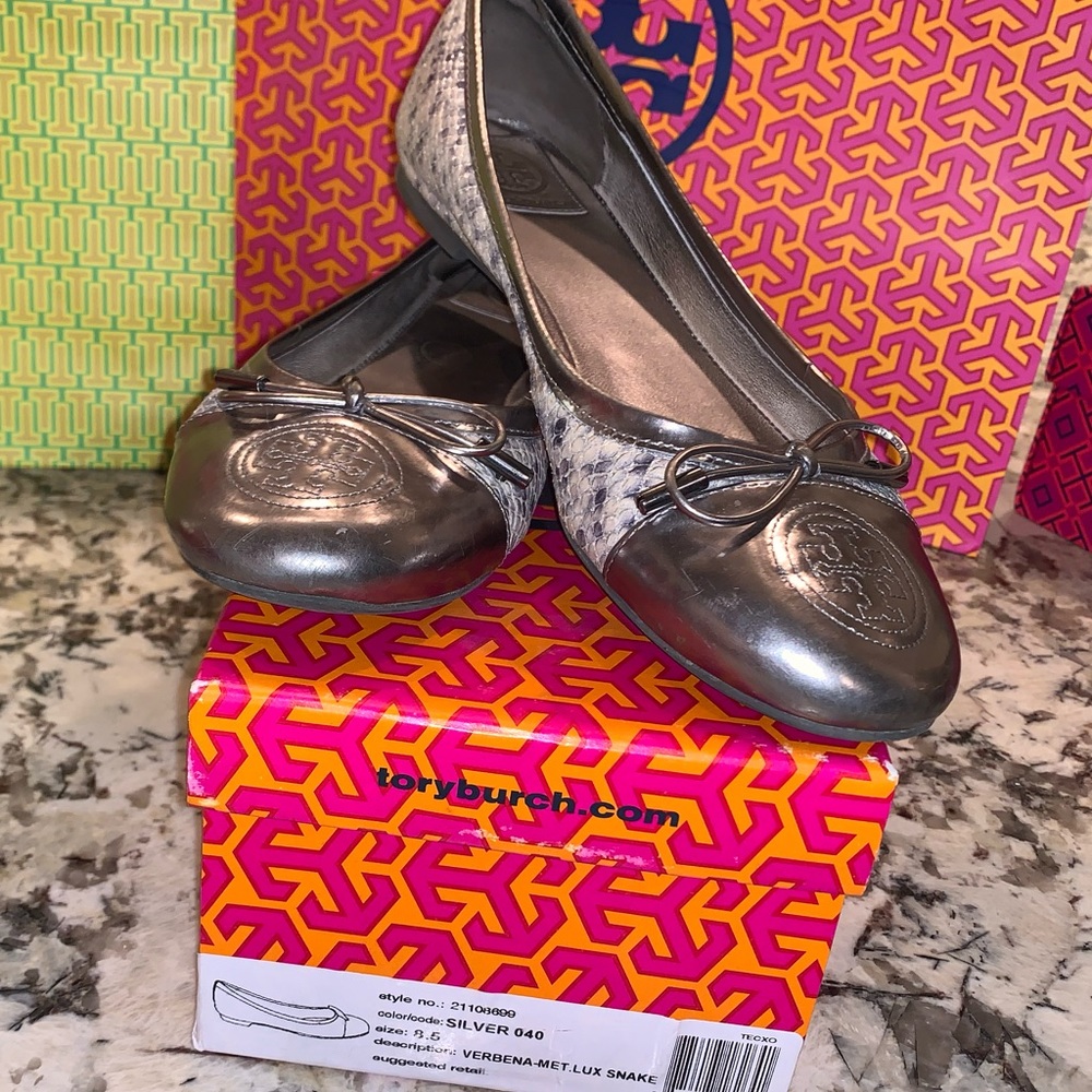 Tory Burch Verbena ballet flat snake/silver 8.5